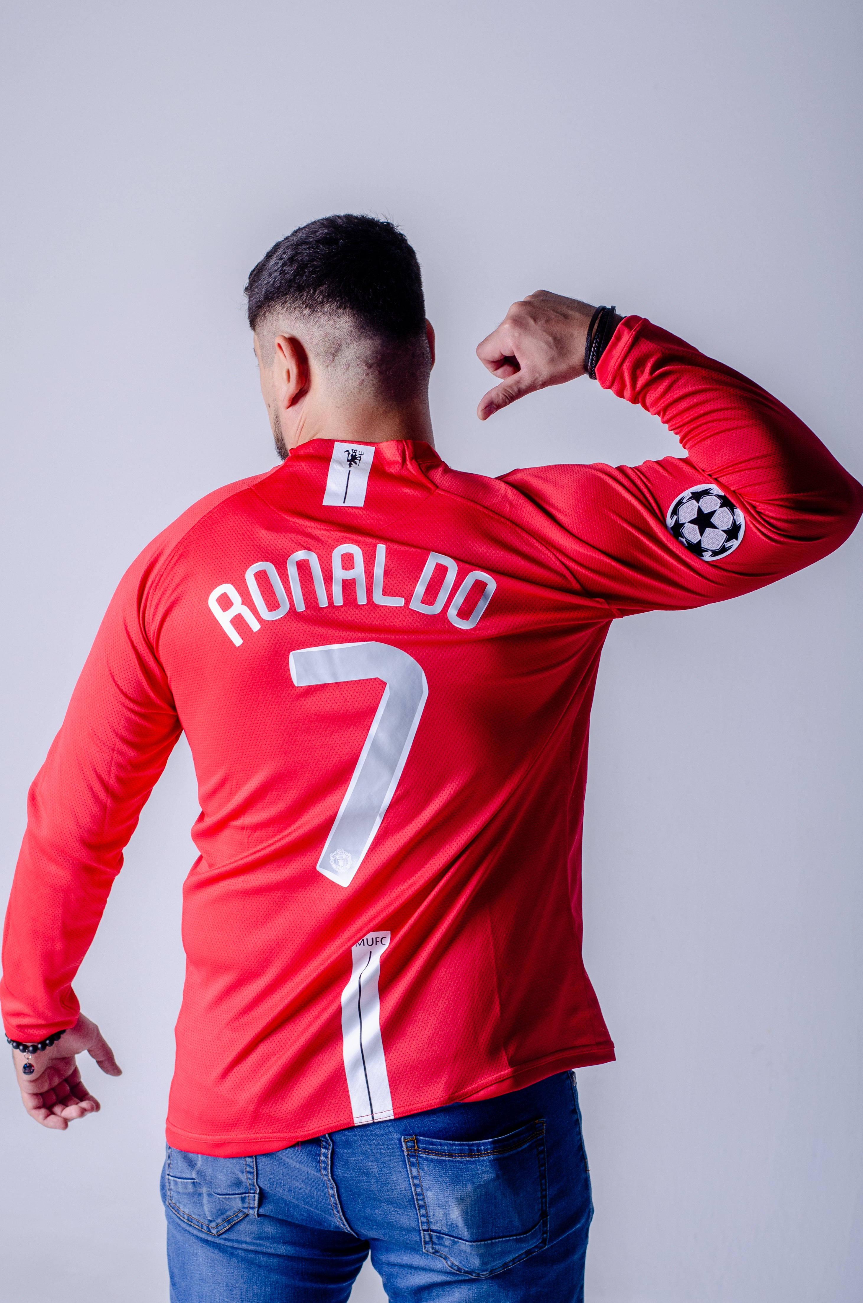 Camisa Manchester United Local 07-08 Retro Ronaldo 7 Manga Larga